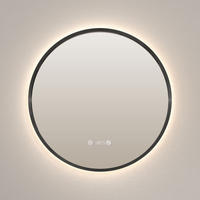 BADSPIEGEL Rund mit Beleuchtung Schwarz ф60 cm - Schwarz, Glas (60/3.1/60cm) - EMKE