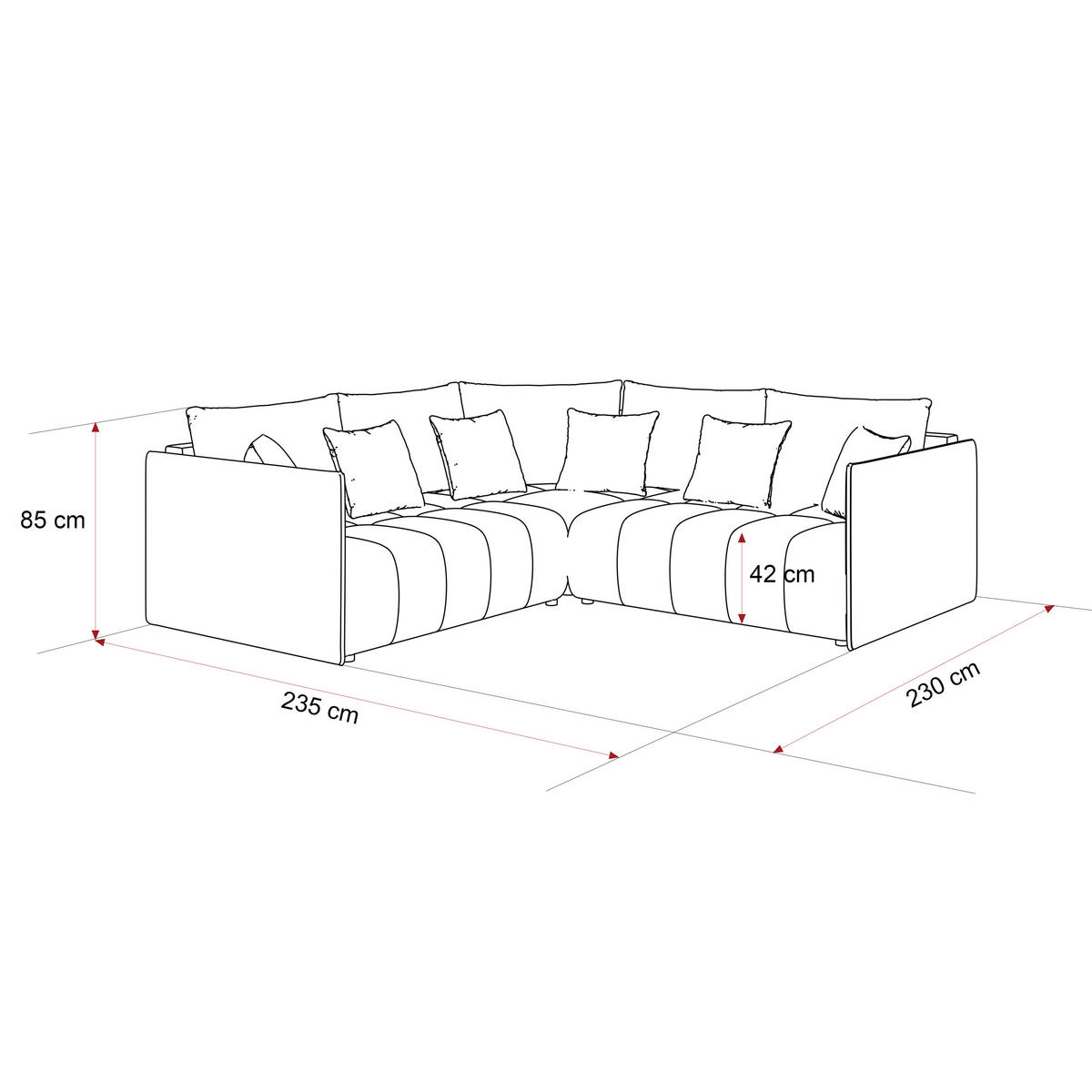 ECKSOFA OLIMPIA mit Schlaffunktion und Bettkasten Grau - Grau, Holzwerkstoff/Kunststoff (235/230cm) - Idohome