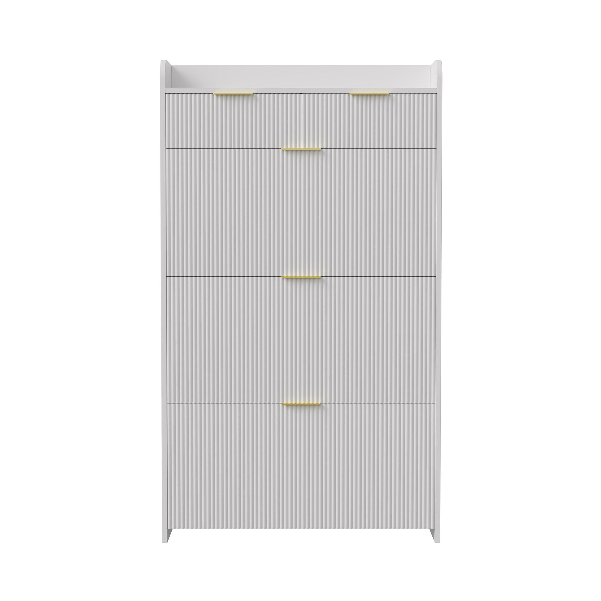 SCHUHSCHRANK 4 Klappen mit Schublade, Schuhregal platzsparend - Weiß, Holz (77.1/133.5/24.2cm) - Joyfair