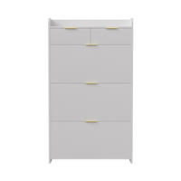 SCHUHSCHRANK 4 Klappen mit Schublade, Schuhregal platzsparend - Weiß, Holz (77.1/133.5/24.2cm) - Joyfair