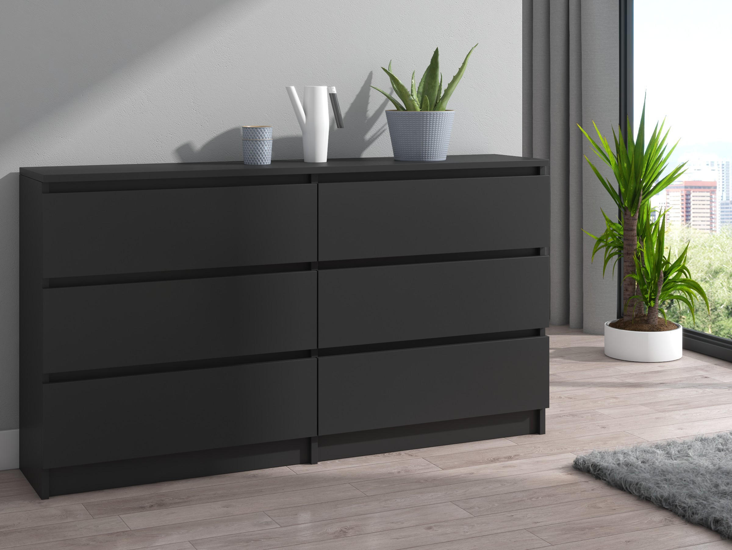 KOMMODE bella6 140 Schwarz mat - Schwarz, Holzwerkstoff (140/76/35cm) - roe furniture