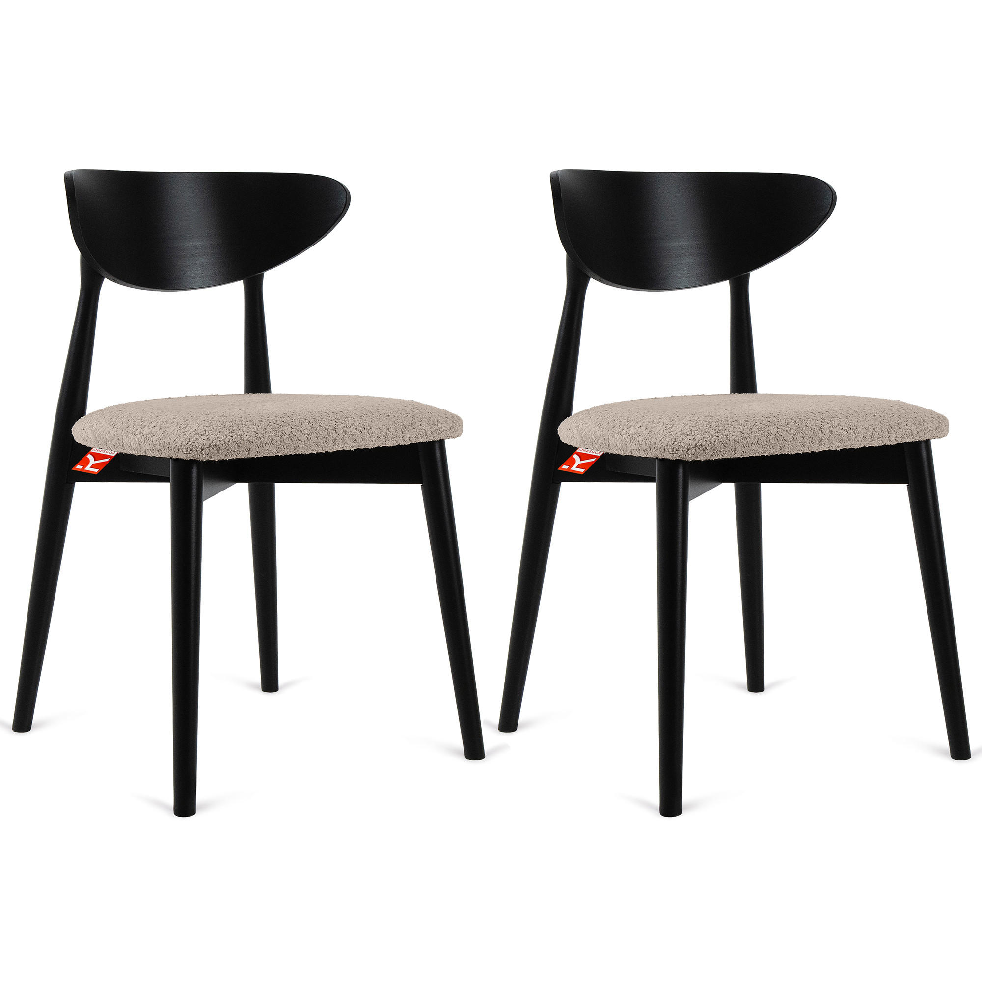 Konsimo® Holzstuhl Schwarz, Beige 47x79x45 cm