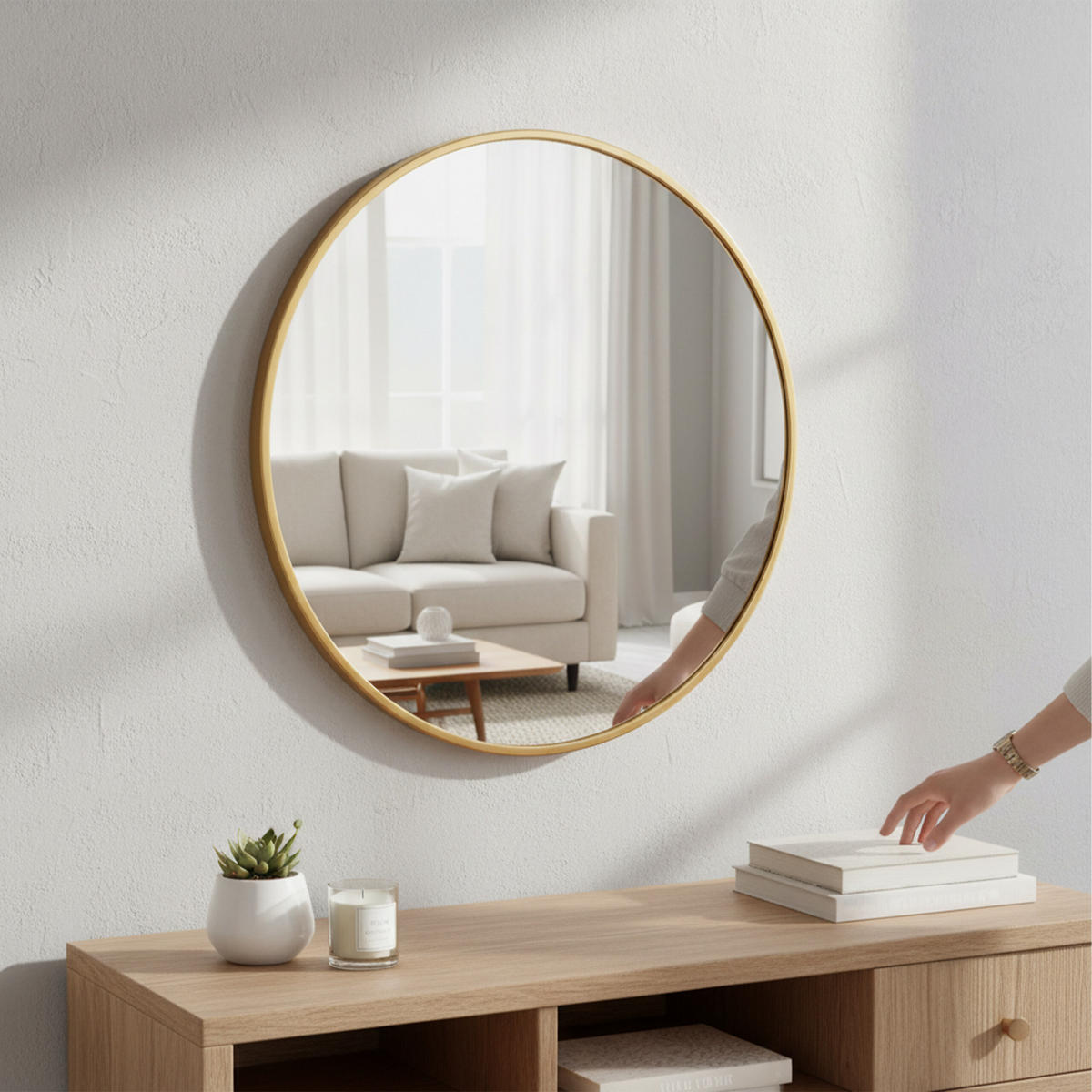 SPIEGEL - Goldfarben, Glas/Metall (70/70/3cm) - Relaxdays