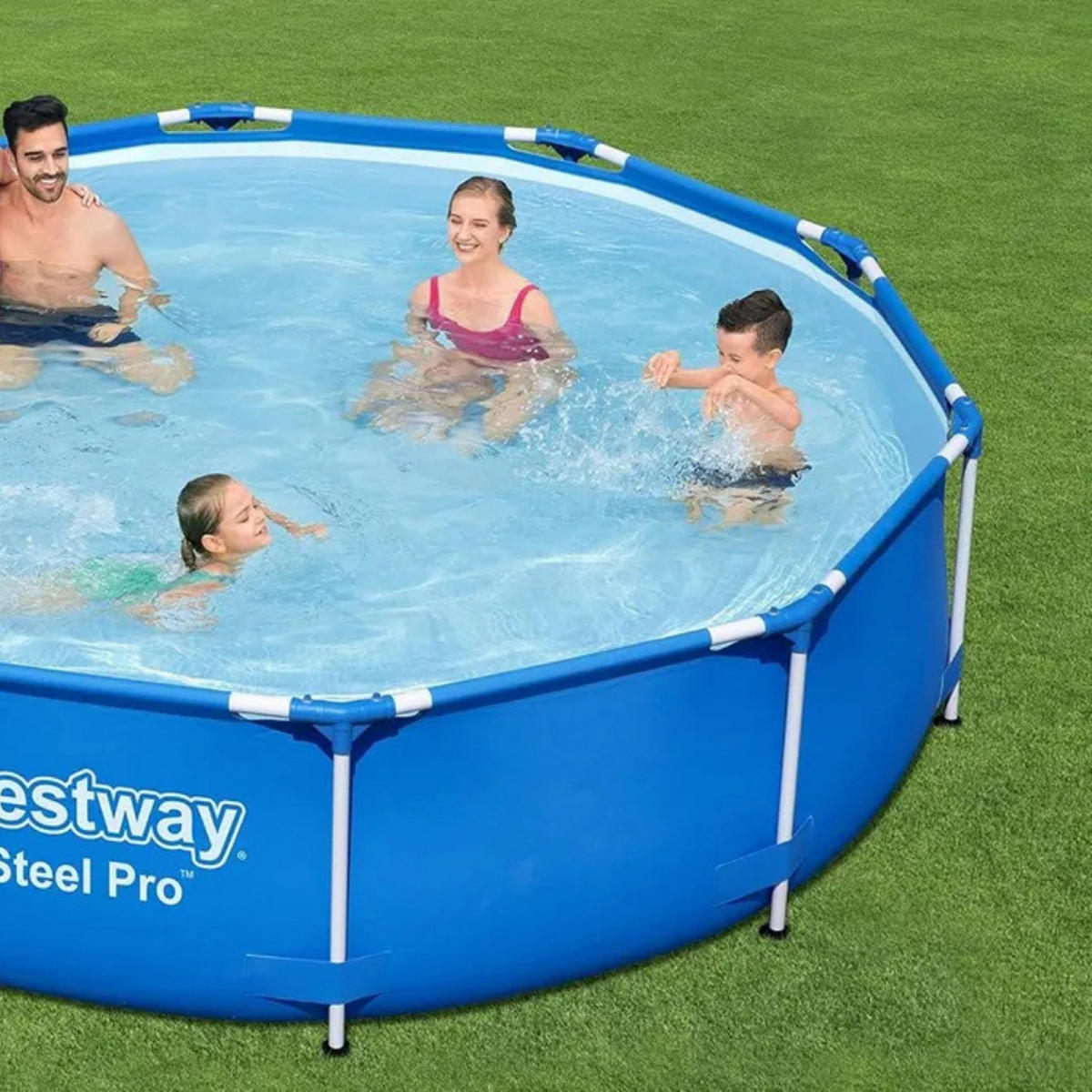 FRAMEPOOL, Rund, 305x76 cm, Aufstellpool, Komplettset, Familienpool, Gartenpool, Planschbecken, groß, robust, Sommerpool, Outdoor, ohne Pumpe - Blau, Kunststoff (305/76/305cm) - Bestway