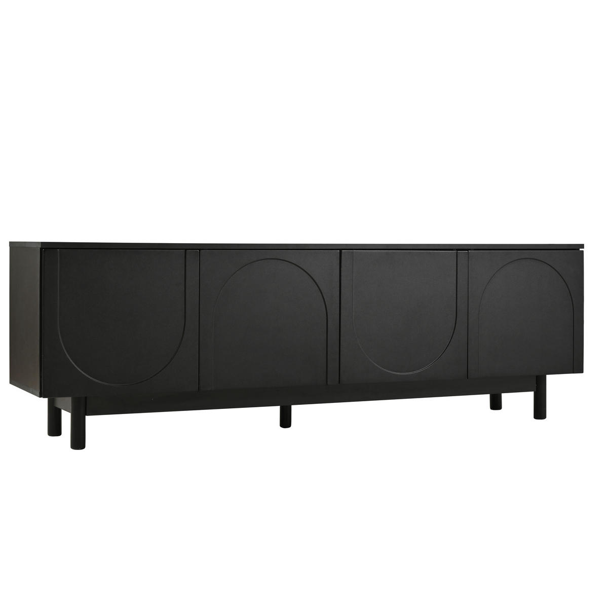 TV-SCHRANK mit 4 Türen 175 x 38 x 56 cm MDF Schwarz - Schwarz, Holzwerkstoff (38/56/175cm) - Beauniv