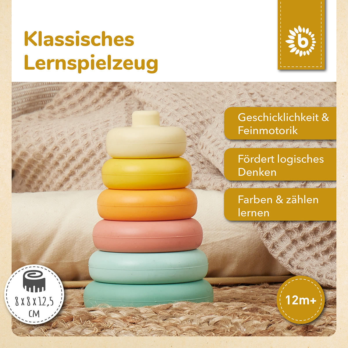 STAPELTURM Silikon Baby Tropical Vibes - Multicolor, Kunststoff (80/80cm) - Bieco Spielwaren