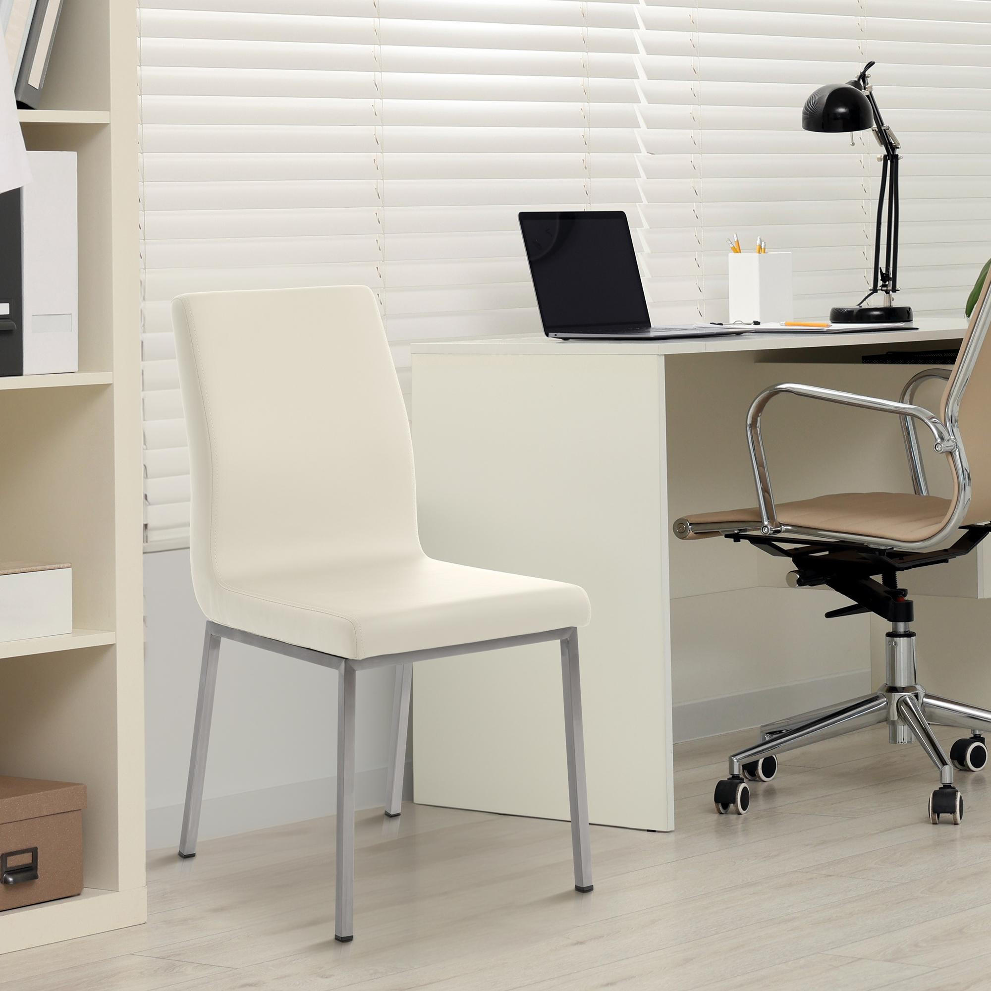 STUHL Lederlook Creme - Edelstahlfarben/Creme, Textil/Metall (40/88/50cm) - CLP