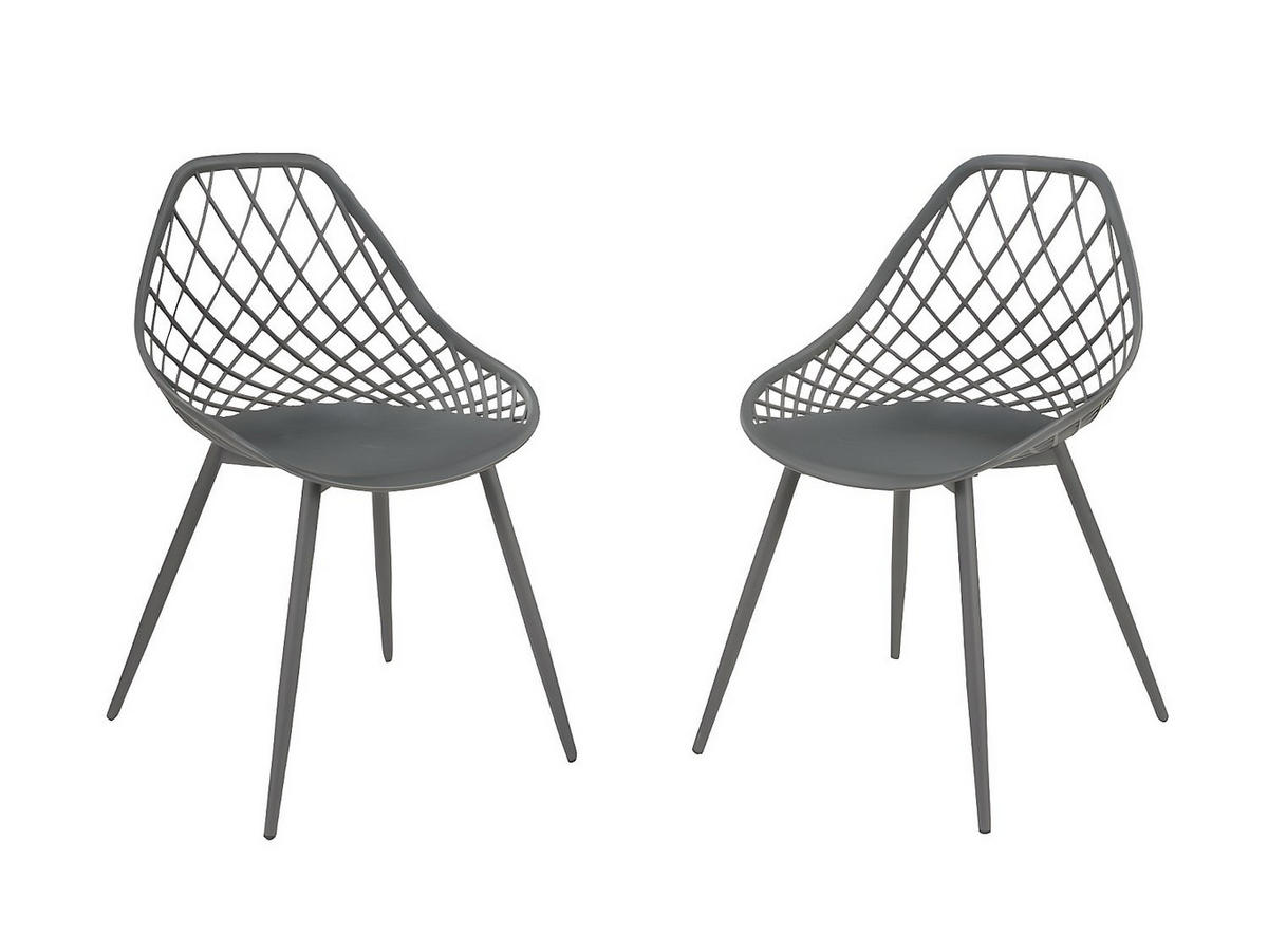 GARTENSTUHL - 54.5cm x 49cm - Polypropylen - anthrazitgrau - MALAGA - Anthrazit, Metall - Vente-Unique