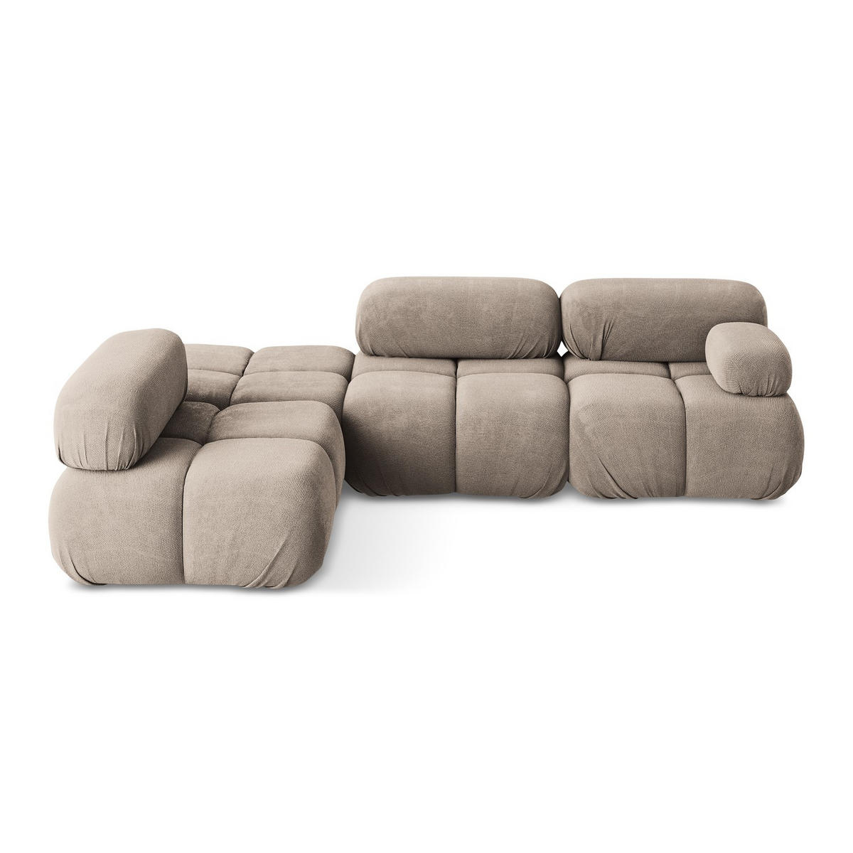ECKSOFA Links Chenille Stoff Beige - Beige/Schwarz, Kunststoff/Textil (190/285cm) - LaMiaSofa