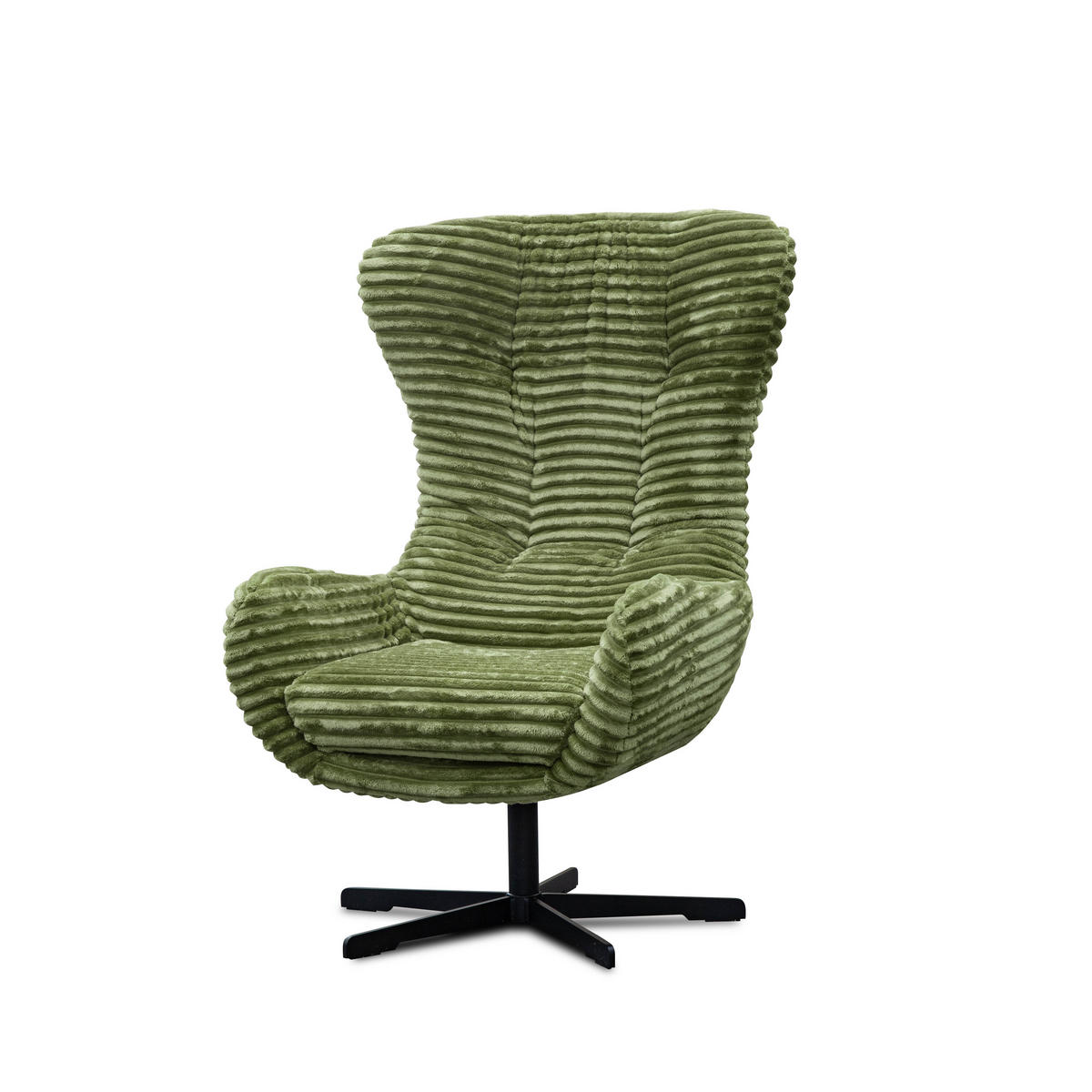 SESSEL MONACO 1-Sitzer, Cordstoff olivgrün - Schwarz/Olivgrün, Holz/Textil (74/116/84cm) - Courtois Laville