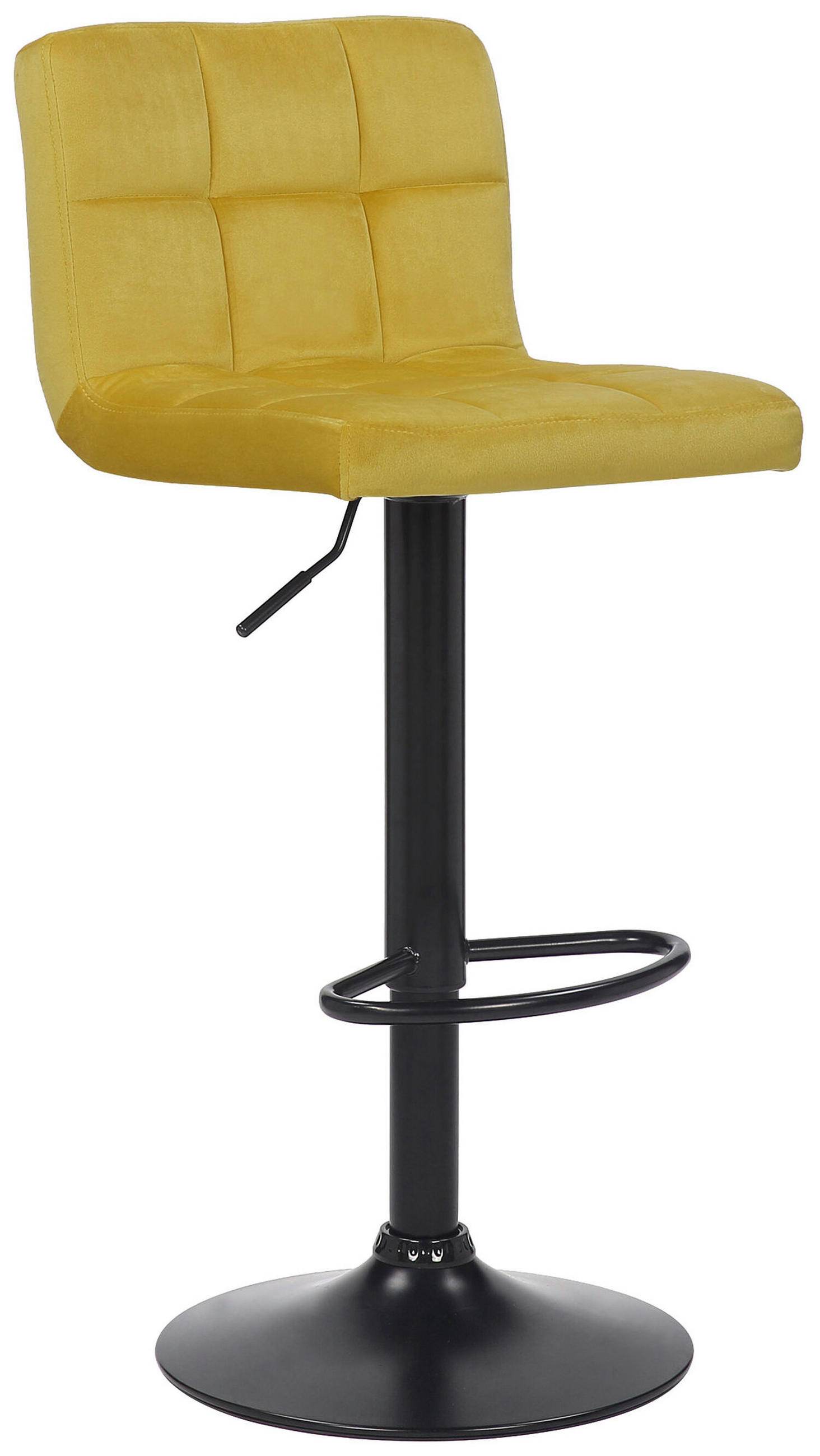 BARHOCKER Fani, Gestell schwarz, Samt Gelb - Gelb/Schwarz, Textil/Metall (40/85/40cm) - TPFLiving