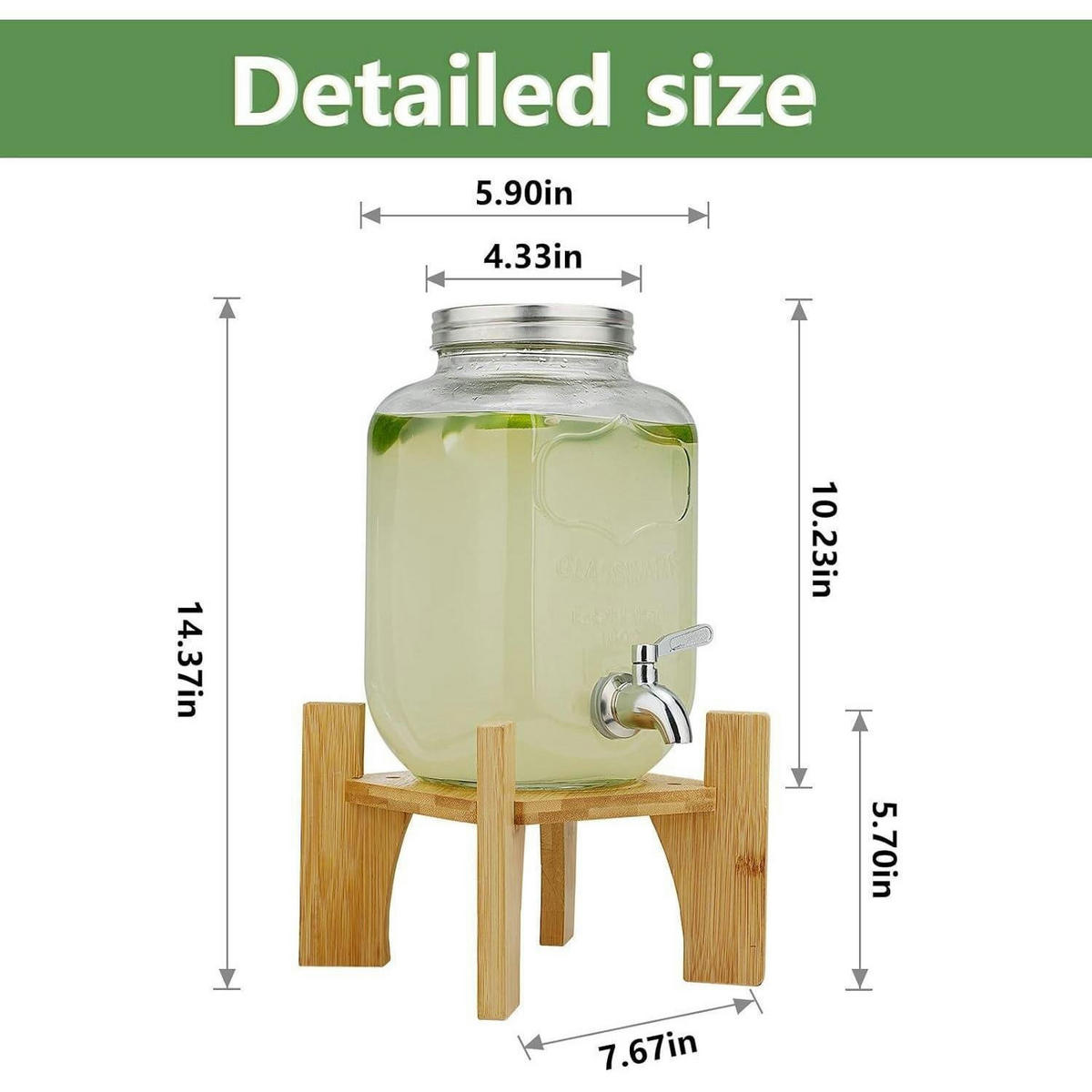 GETRÄNKESPENDER mit Ständer 4 L Glas Bambus - Orange, Glas (24.6/26.3cm)