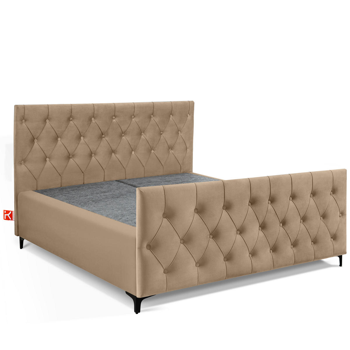 POLSTERBETT ARDEA, Dunkelbeige - Hellbraun/Schwarz, Holz/Holzwerkstoff (160/200cm) - KONSIMO®