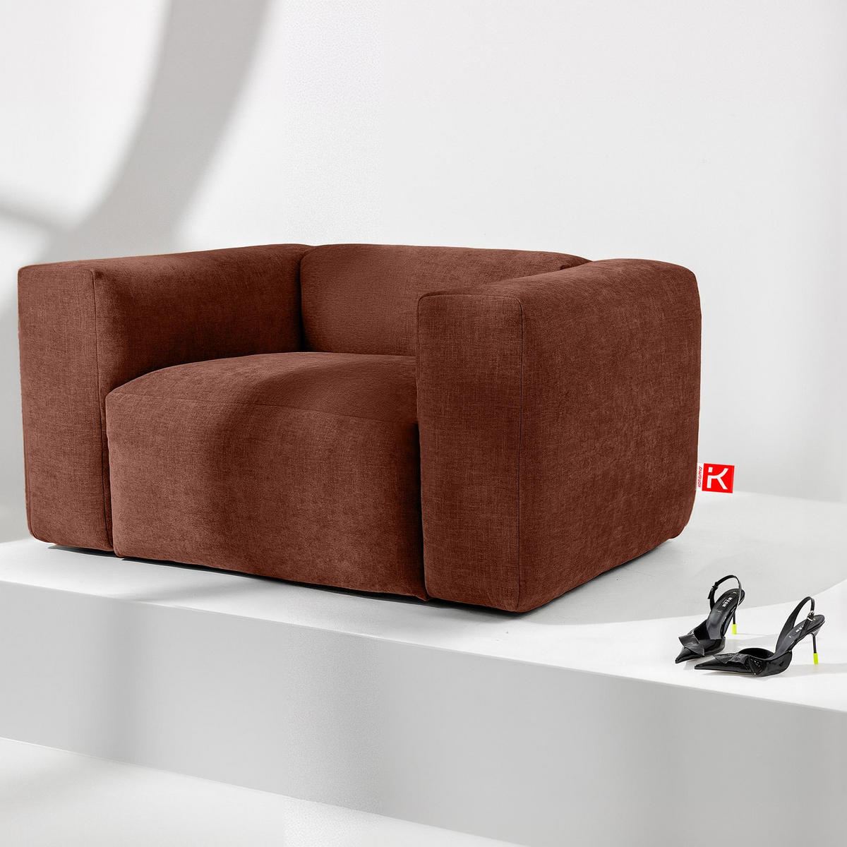 SESSEL BUFFO , Orange - Orange, Textil (130/73/96cm) - KONSIMO®