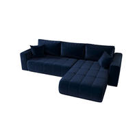 ECKSOFA LARA rechts dunkelblau Velours Monolith 77 - Schlaffunktion, Bettkasten - Dunkelblau, Textil (280/174cm) - Cornero