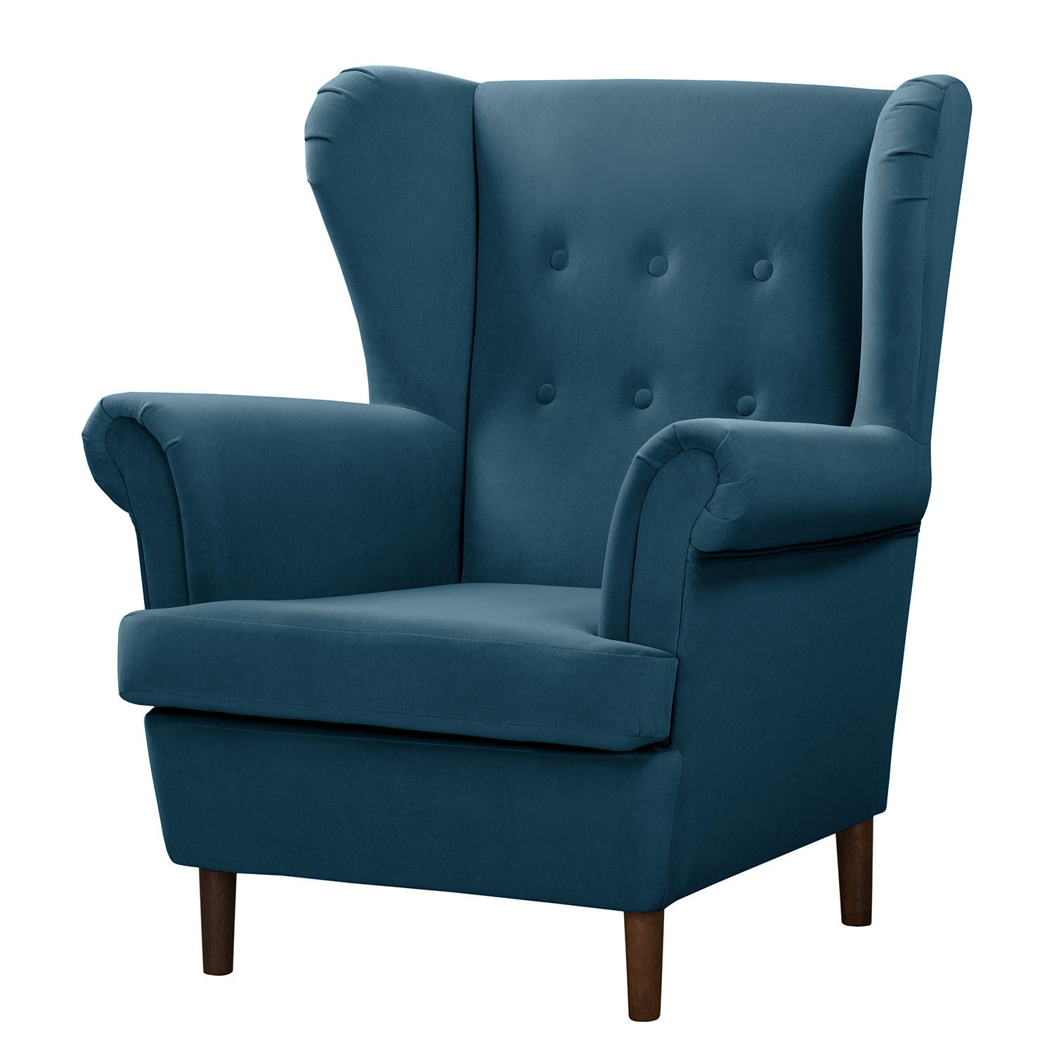 OHRENSESSEL - Blau/Dunkelbraun, Textil (85/101/89cm) - home24