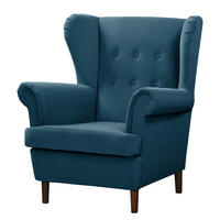 OHRENSESSEL - Blau/Dunkelbraun, Textil (85/101/89cm) - home24