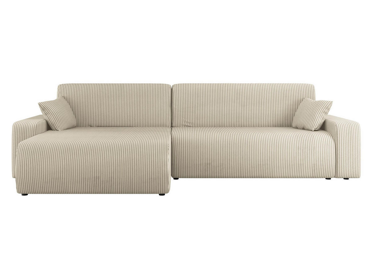 ECKSOFA Piano L Cord - Creme/Schwarz, Holz/Kunststoff (274/145cm) - MIRJAN24