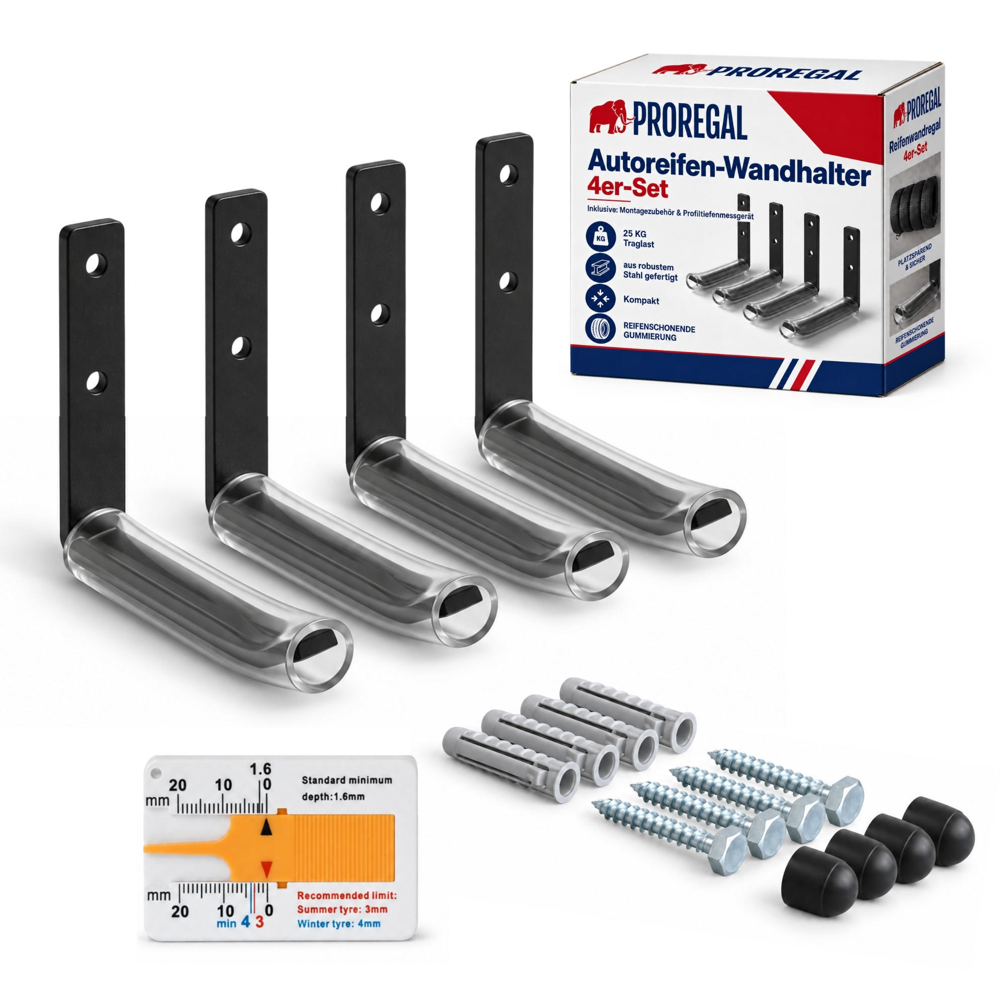Proregal Autoreifen-Wandhalter Schwarz 2x10.5x10.5 cm