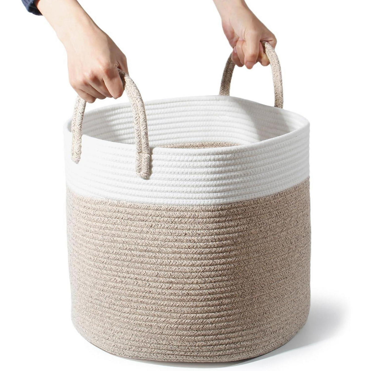 WÄSCHEKORB Baumwolle Braun 40 x 34 cm - Multicolor, Textil (40/34/40cm)