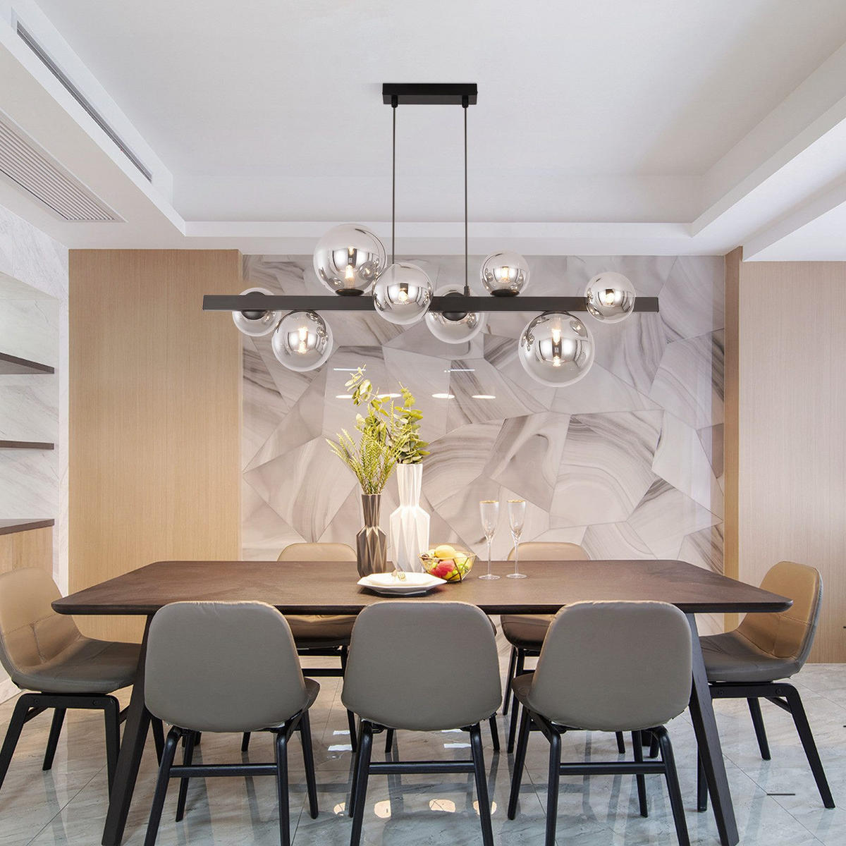 PENDELLEUCHTE Rose 90/25/160 cm - Schwarz, Metall (90/25/160cm) - ZMH