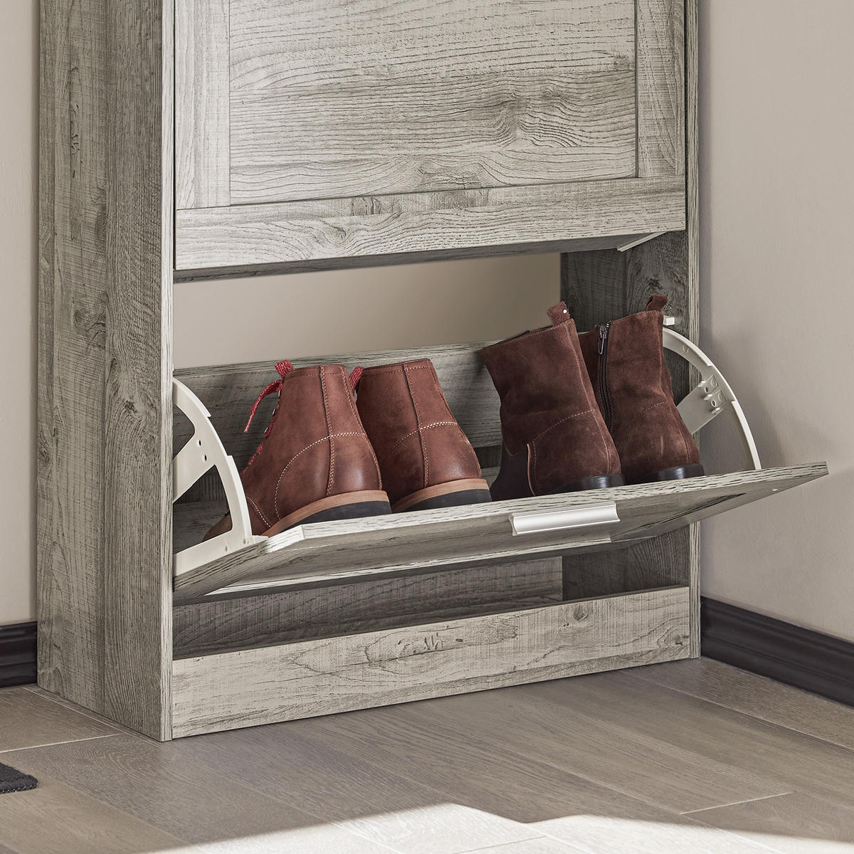 SCHUHSCHRANK Grau - Grau, Holzwerkstoff (60/79/23cm) - SoBuy