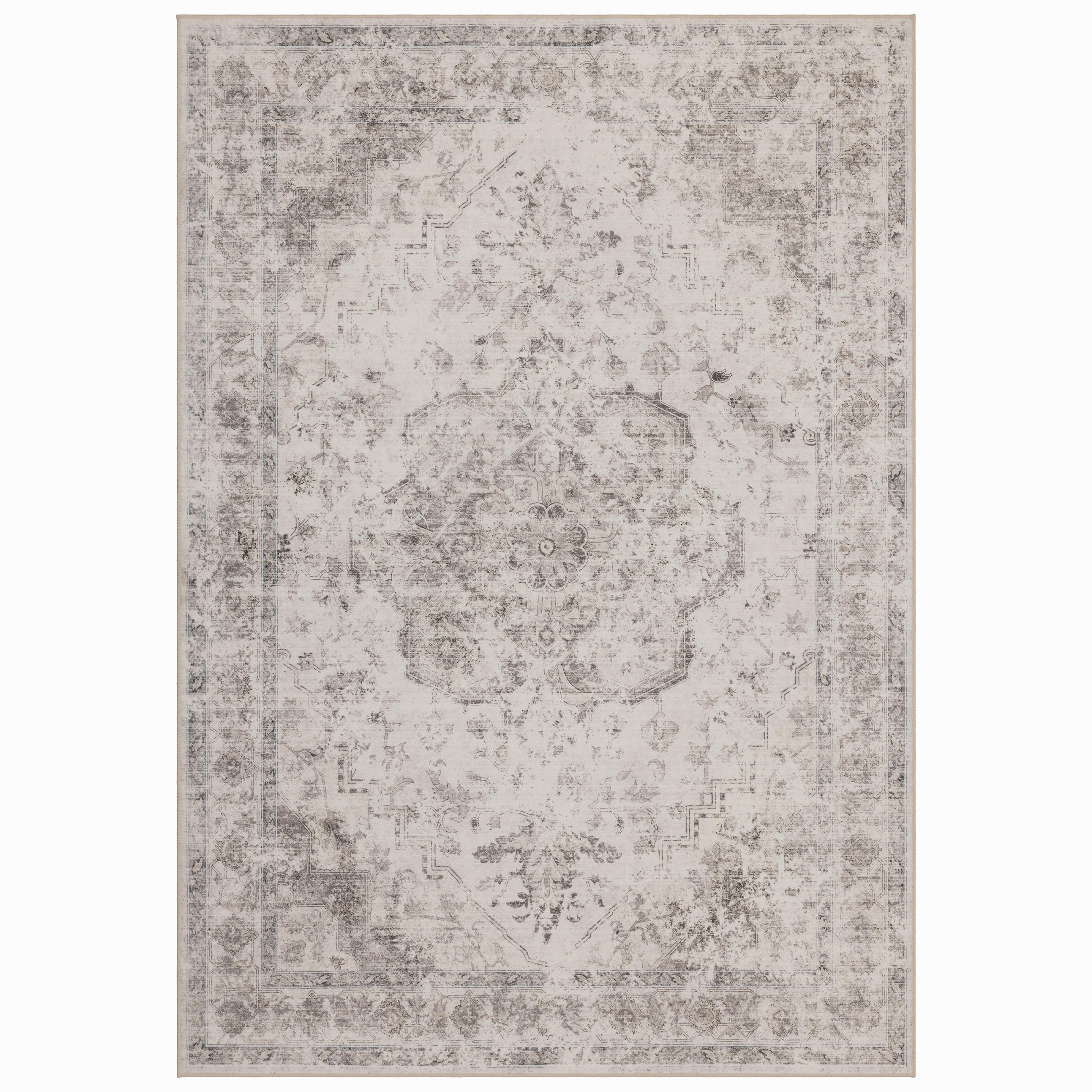 TEPPICH Kurzflor, waschbar, mit floralen Ornamenten, VERNANTE in Beige-Grau, 160 x 230 cm - Beige, Textil (160/230cm) - KADIMA DESIGN