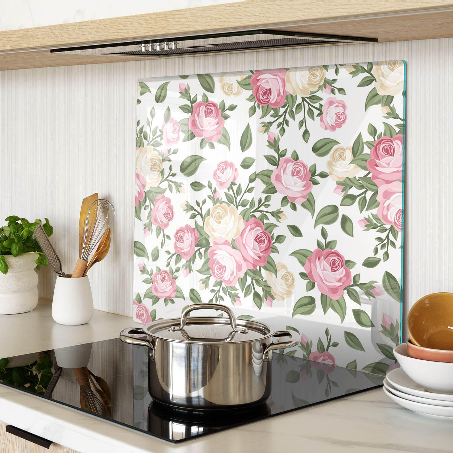 GLASPLATTE 60x52 cm Rosen - Pink, Glas (60/0.4/52cm) - TULUP