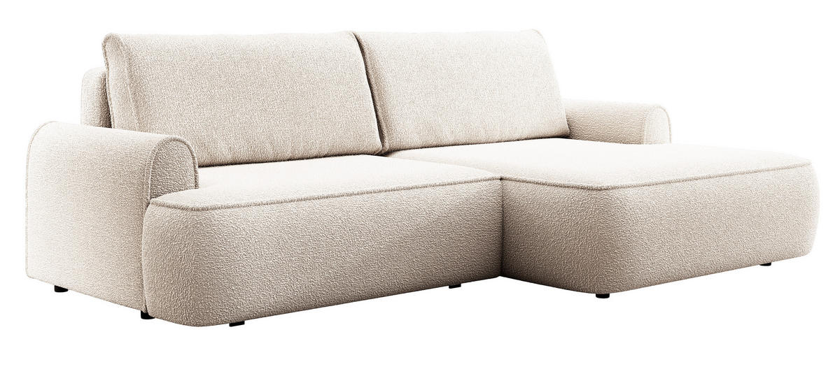 ECKSOFA 250 cm Mareno mit Bettkasten, Schlaffunktion, Rechts, Creme - Creme, Holz (146/250cm) - Emporius
