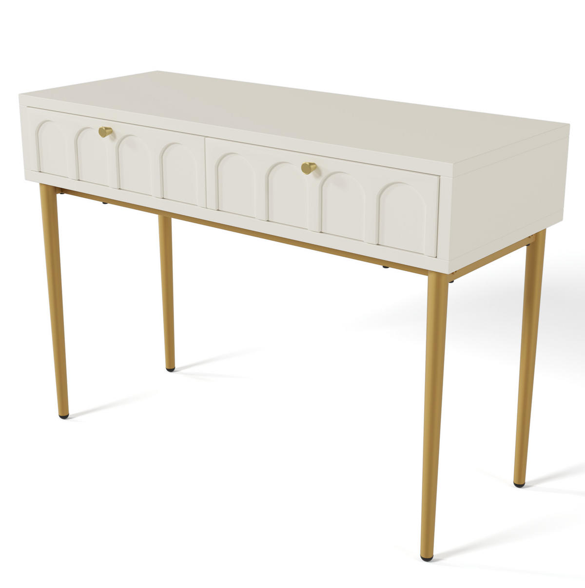 SCHMINKTISCH 100/45/76,5 cm in Creme-Weiß mit 2 Schubladen - Weiß, Holzwerkstoff (100/45/76.5cm) - Flora Grace