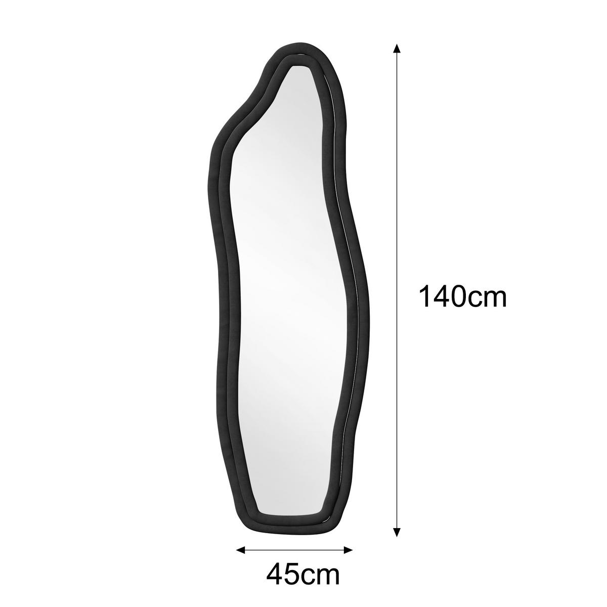 GANZKÖRPERSPIEGEL Wellen-Design mit U-Standfuß & Scharnier 140/45 cm Schwarz - Schwarz, Glas/Holzwerkstoff (45/140/3cm) - Creahappy