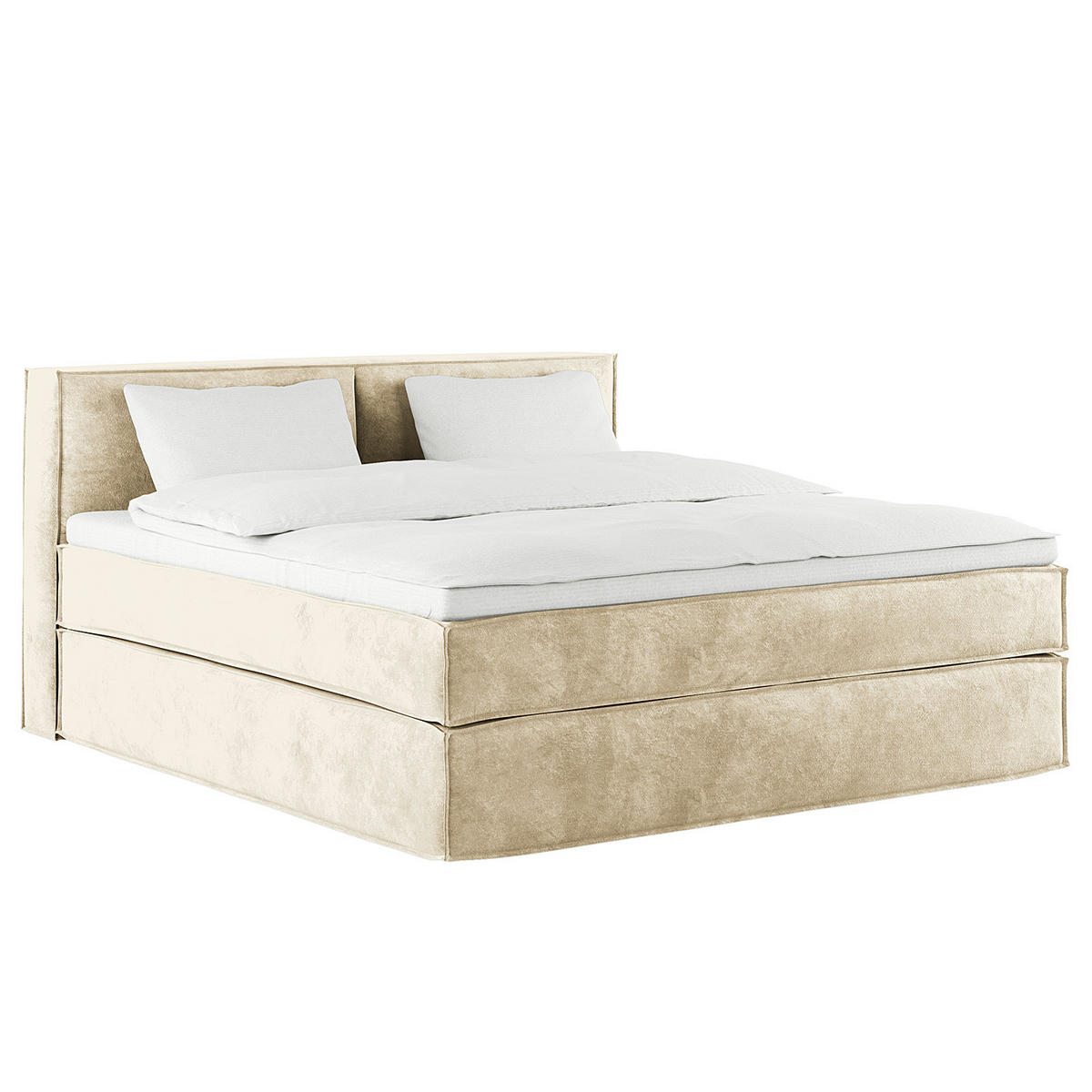 BOXSPRINGBETT mit Kopfteil - Premium - Beige, Textil (200/200cm) - home24