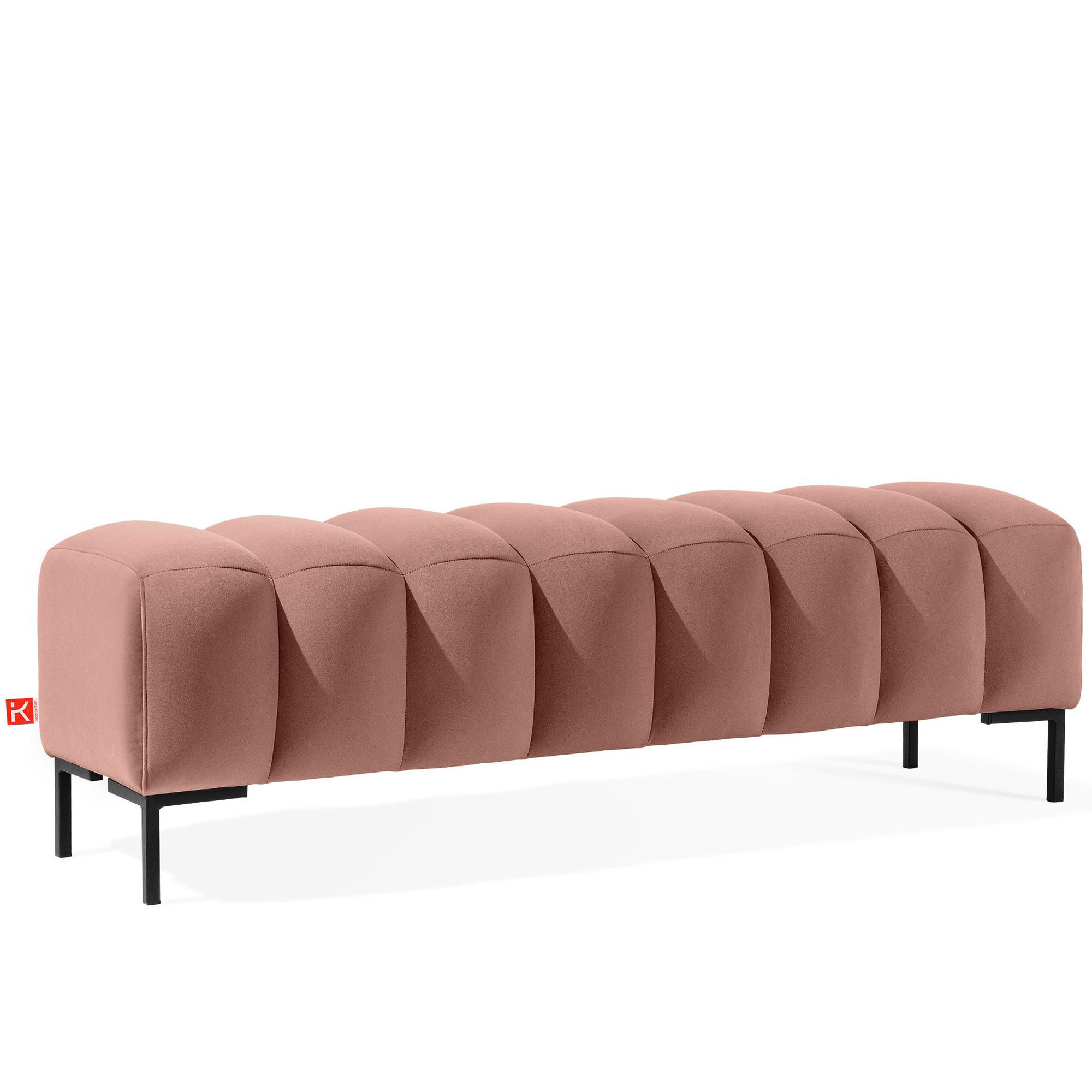 POLSTERBANK Bettbank PECCO, Metallbeinen - Schwarz/Rosa, Holz/Textil (160/50/50cm) - KONSIMO®