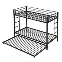 ETAGENBETT 90/200 cm DE-04611, mit Ausziehbett und hohem Geländer in Schwarz - Schwarz, Metall (90/200cm) - ComfortXL