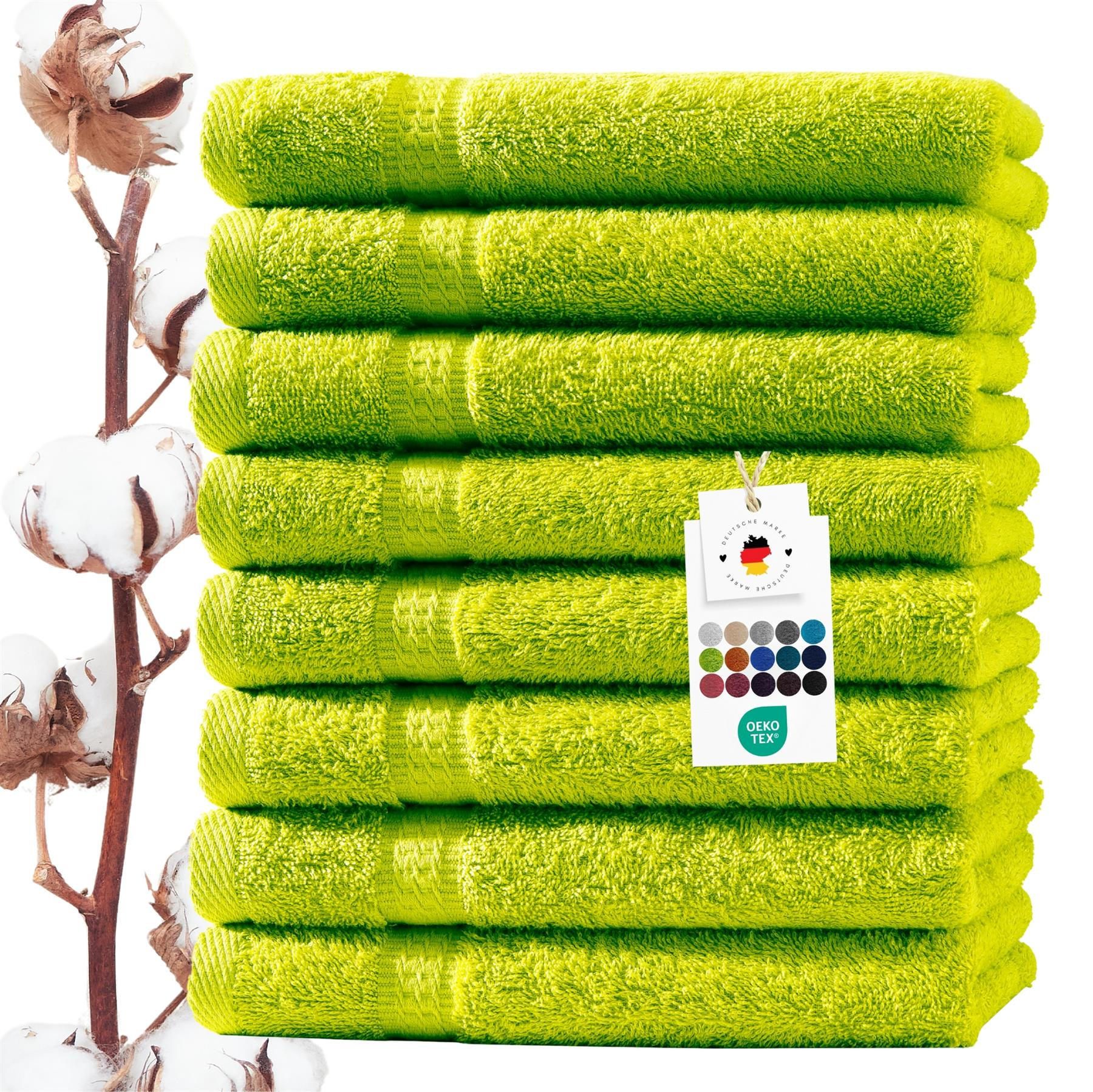 HANDTUCH 50x100 cm Frottier Handtücher im 8er Set aus 100% Baumwolle, Grün 500g/m2 - Grün, Textil (50/100cm) - Carpe Sonno