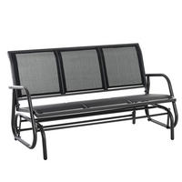 ZÁHRADNÁ hojdacia lavica 147/75/85 cm čierna z kovu pre 3 osoby s hojdacou funkciou - čierna, kov (75/85/147cm) - OKWISH