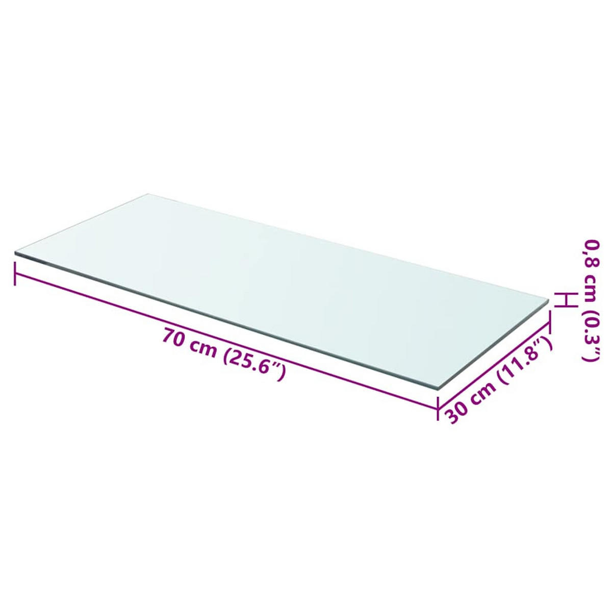 REGALBODEN Glas Transparent 70/30 Cm - Transparent, Glas (30/0.8/70cm) - vidaXL