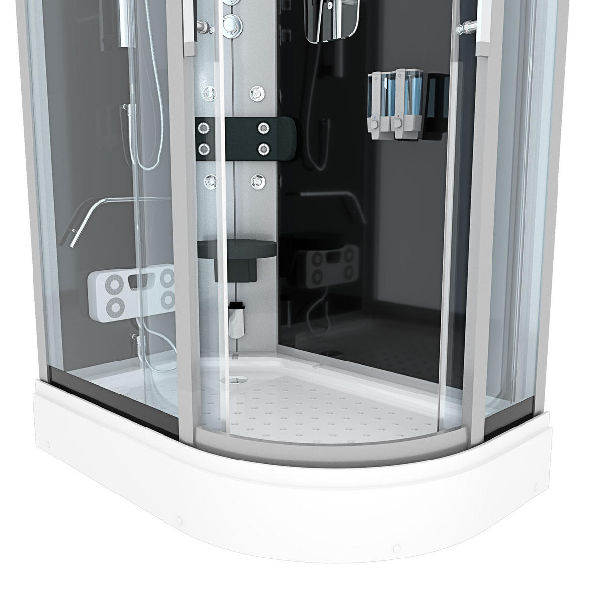 DUSCHE Duschkabine D60-73T1R-EC Schwarz 80x120 - Schwarz, Glas/Kunststoff (80/120/215cm) - AcquaVapore by Sandra Jentho