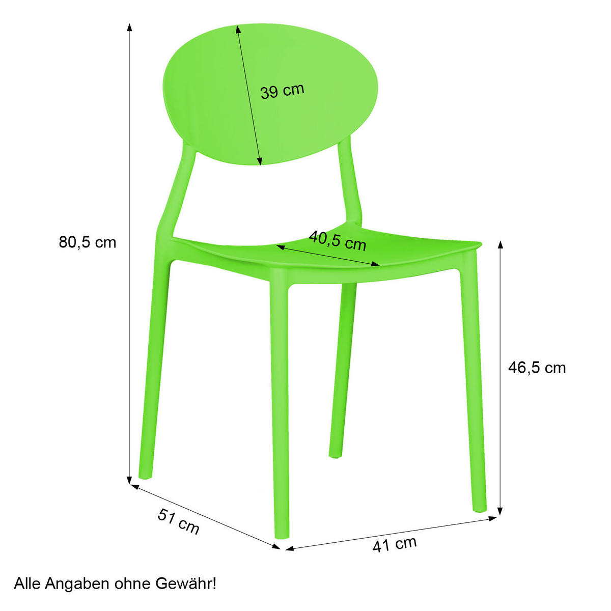 GARTENSTUHL 4er-Set Kunststoff Grün - Grün, Kunststoff (41/80/51cm) - Homestyle4u