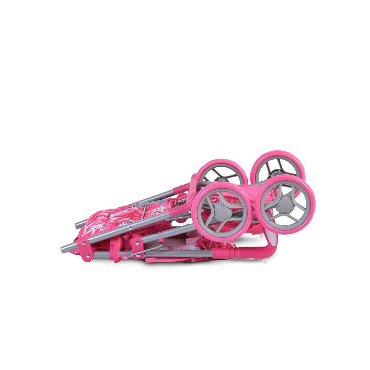 PUPPENWAGEN Stars 9351 pink faltbar, Rückenlehne, Schiebegriffe verstellbar, 100% Polyester - Rosa, Metall (34/65/43cm) - Moni