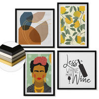 WANDBILDER 4er-Set - 50x50 cm & 40x60 cm Schwarzer Rahmen - Zitronenweinporträt von Frida - Schwarz, Kunststoff (50/50cm) - ArtPrintCave