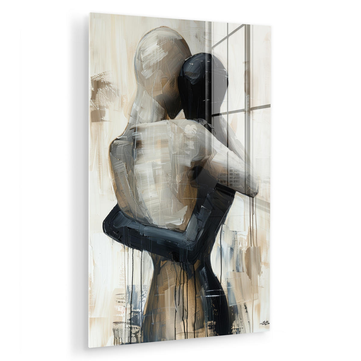 ACRYLGLASBILD Abstrakt - Liebe - Schwarz und weiß - Modern 40x60 cm - Schwarz, Glas (40/60cm) - MuchoWow