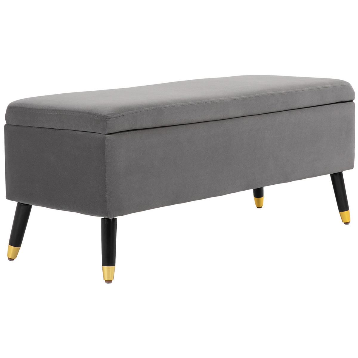 TRUHENBANK DE-07180 Samtoptik, Metall-Kautschukholzbeine Kohlegrau - Anthrazit, Holz/Textil (43/45/110cm) - ComfortXL