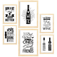 POSTER Set Mit 6 Weinästhetik Größe A3 & A4 Rahmen aus hellem Holz - Beige, Papier (29.7/1cm) - Nacnic