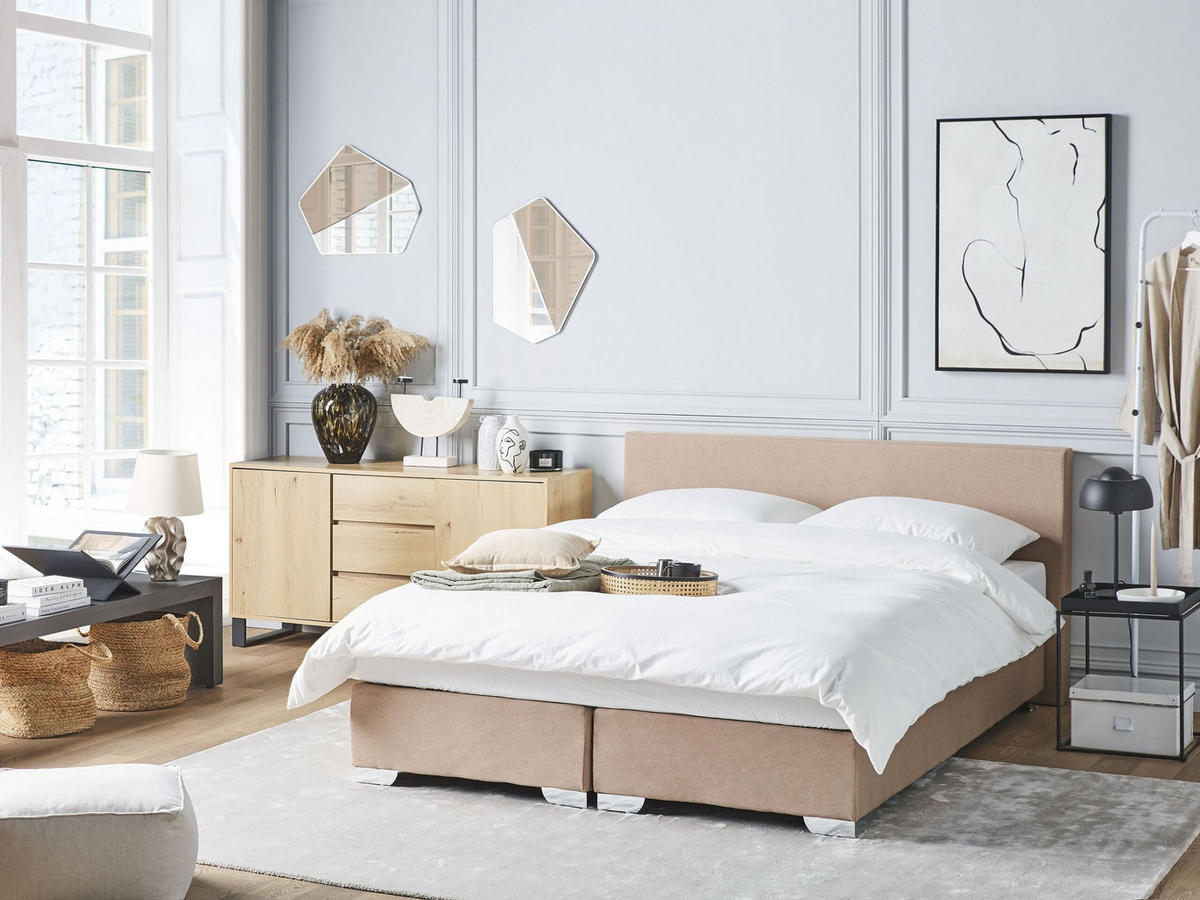BOXBETT 160/200 cm Beige President - Beige, Textil (160/200cm) - Beliani