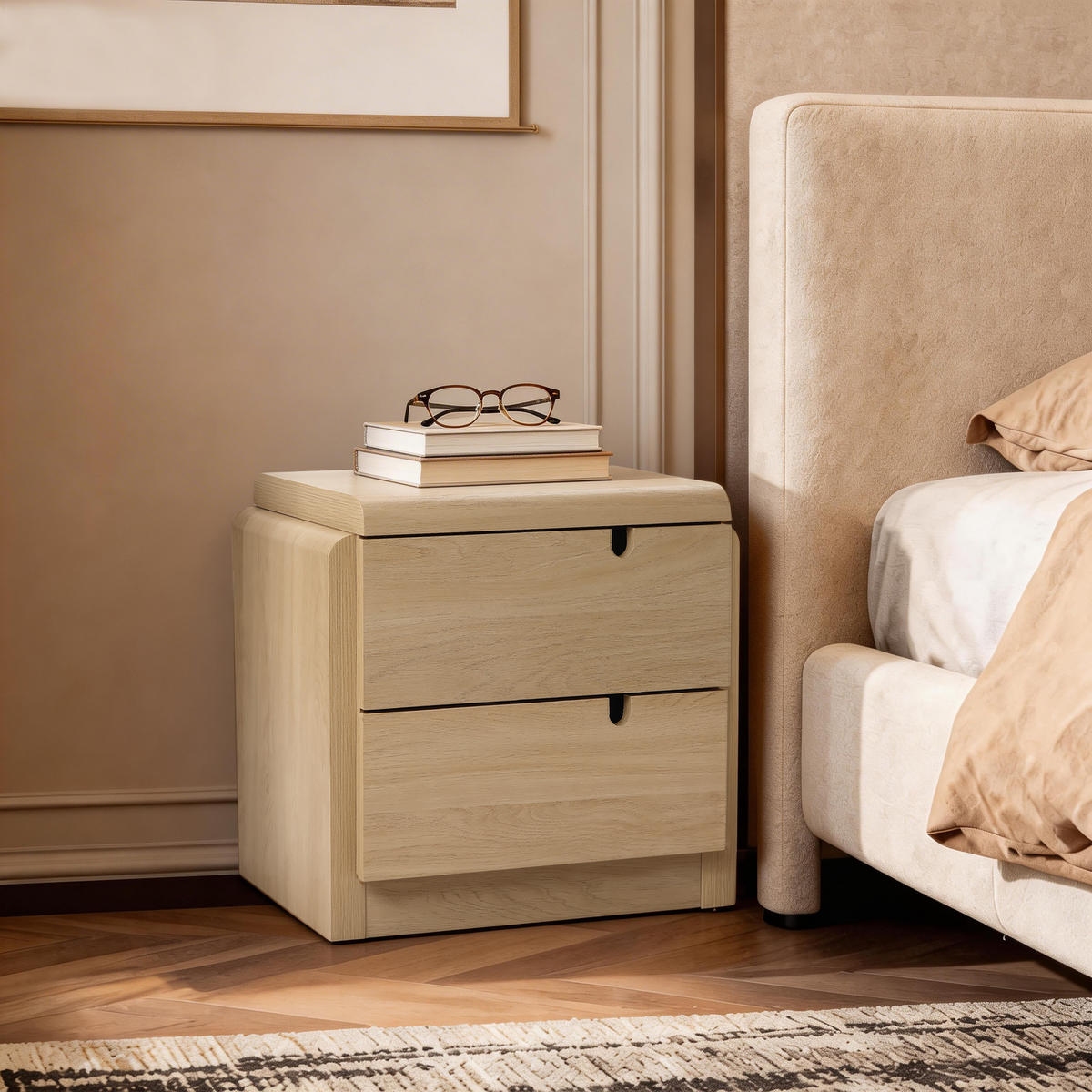 NACHTTISCH Modern mit 2 Schubladen, Eichenfarben, MDF | B55 x T40 x H53 cm - Eichefarben, Holz (55/53/40cm) - Hometopia