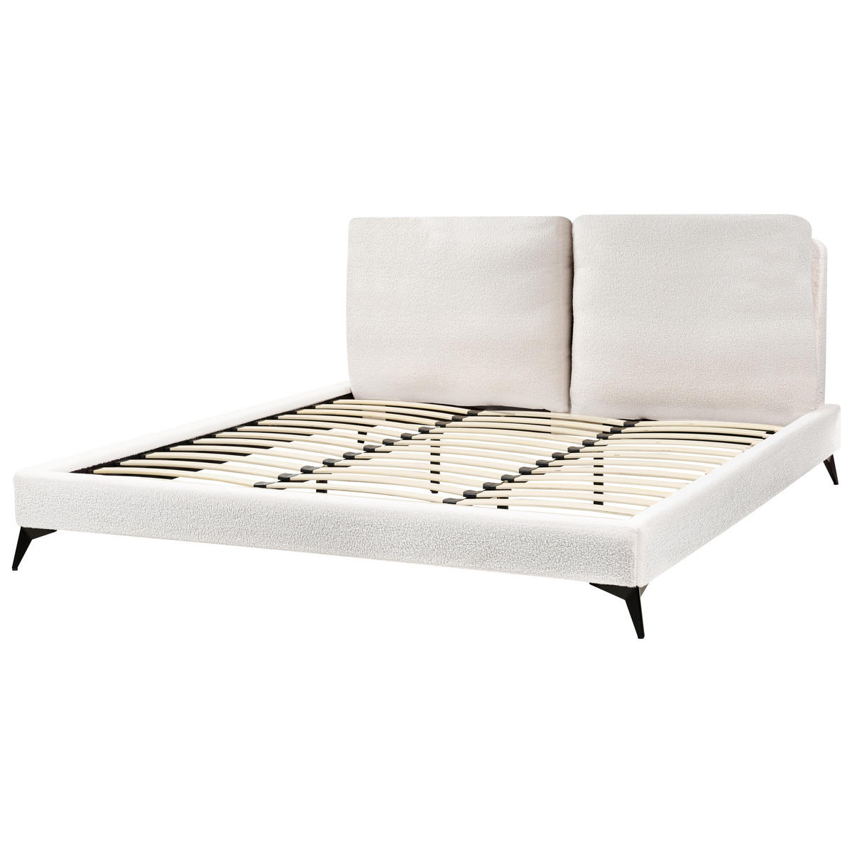 POLSTERBETT mit Lattenrost 180x200 cm Weiß Melle - Creme, Textil (180/200cm) - Beliani