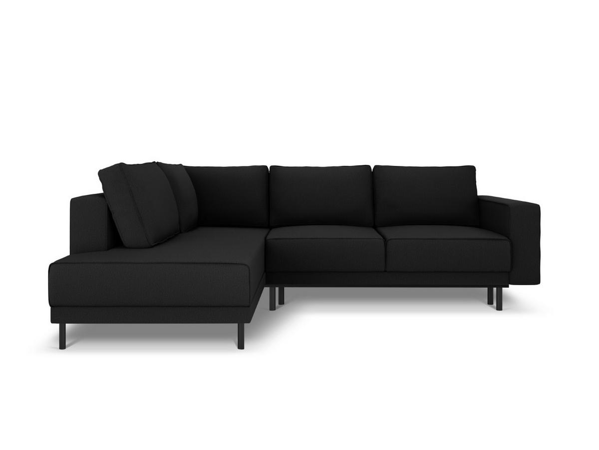 AUSKLAPPBARES-ECKSOFA links Caro aus strukturiertem Stoff schwarz 5 Sitzplätze - Schwarz, Textil (187/247cm) - Micadoni