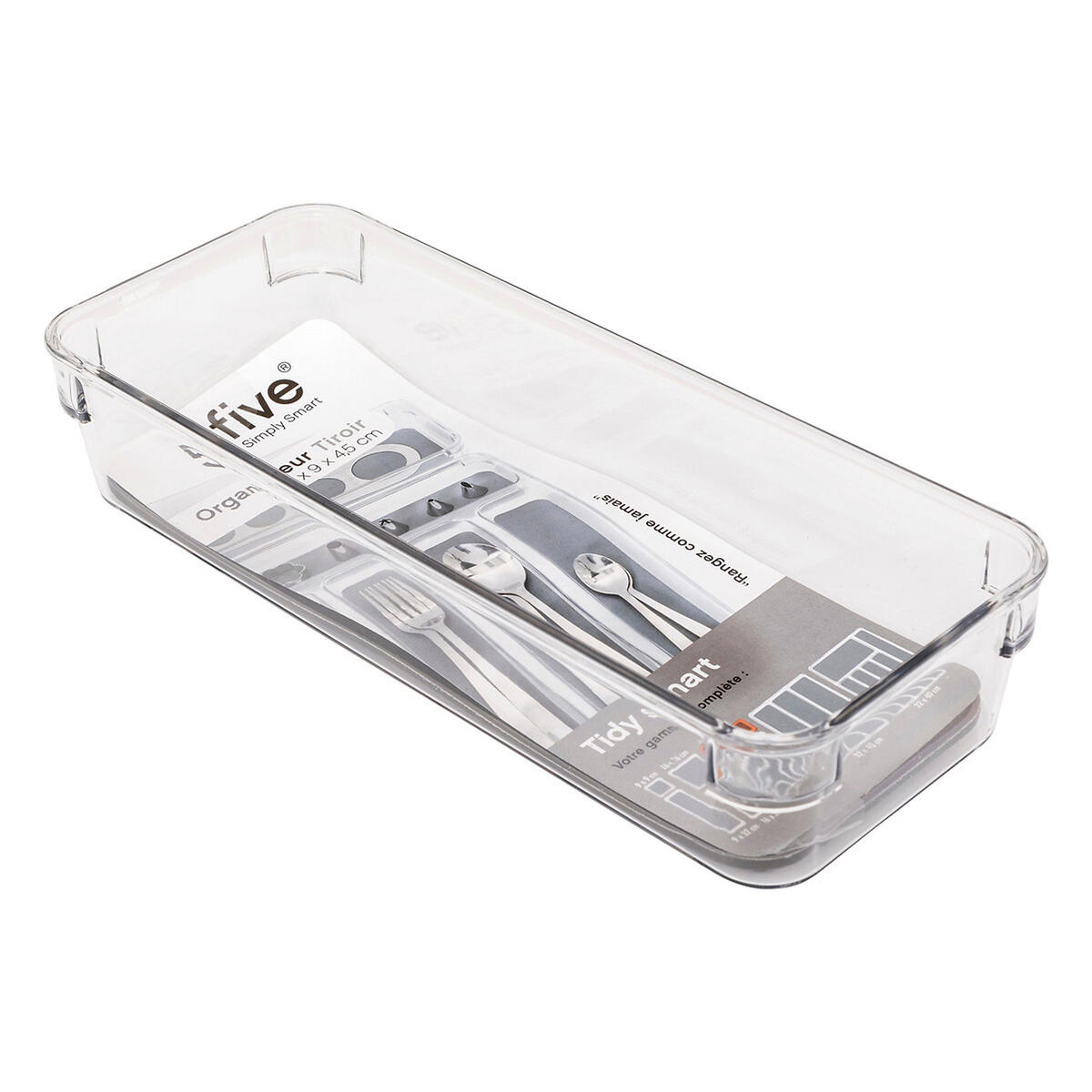SCHUBLADEN-EINLAGE Tidy Smart, PET-Kunststoff, TPE, Transparent, 23 x 9 - Transparent, Kunststoff (9/4.5/23cm) - 5five Simply Smart