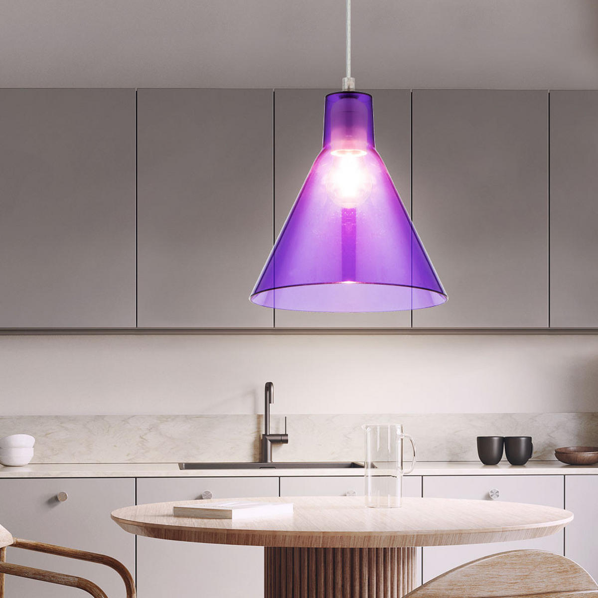 HÄNGELEUCHTE Metall Acryl Lila - Lila, Metall (21.3/21.3/113cm) - Globo Lighting